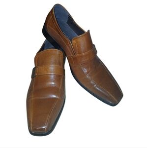 Kenneth Cole Mens BIG NEWS  tan leather Slip-On Loafers with Polished Finish 9M